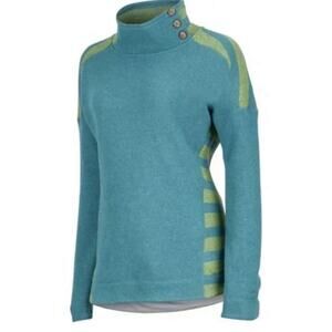 Marmot Pullover Sweater Womens Size L Green Wool Blend Warm Mock Neck